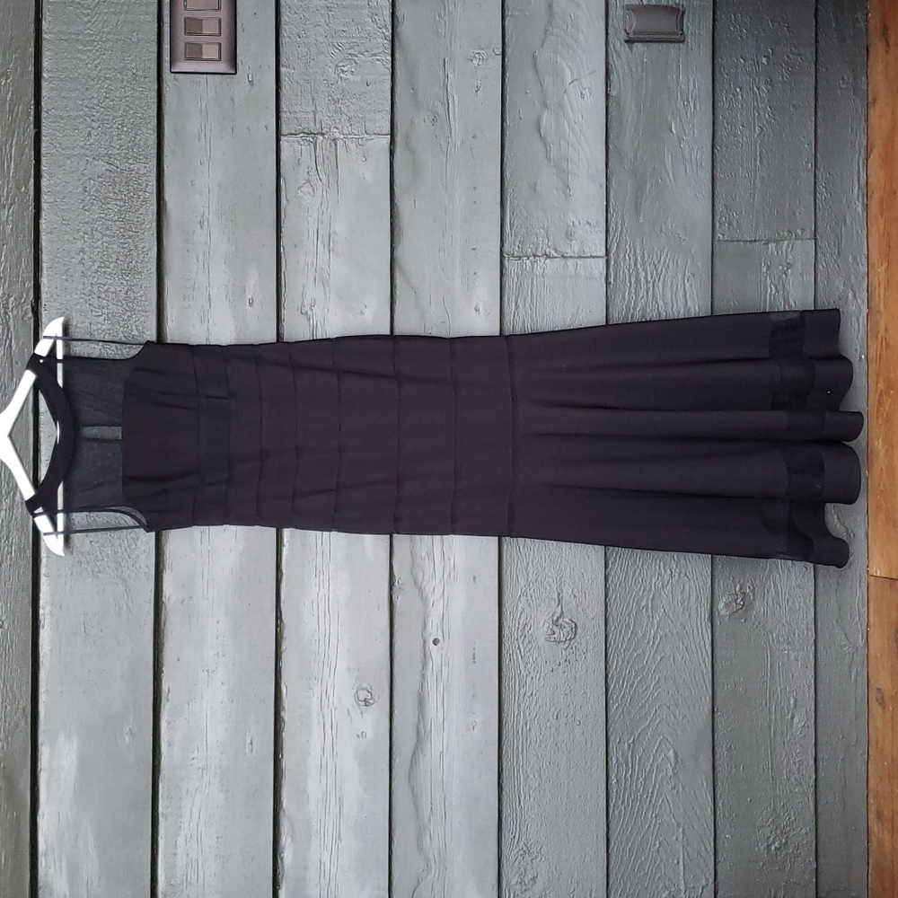 WHITE HOUSE BLACK MARKET Sleeveless Shadow Stripe Black Gown sz 6 NEW Women's - Picture 4 of 13